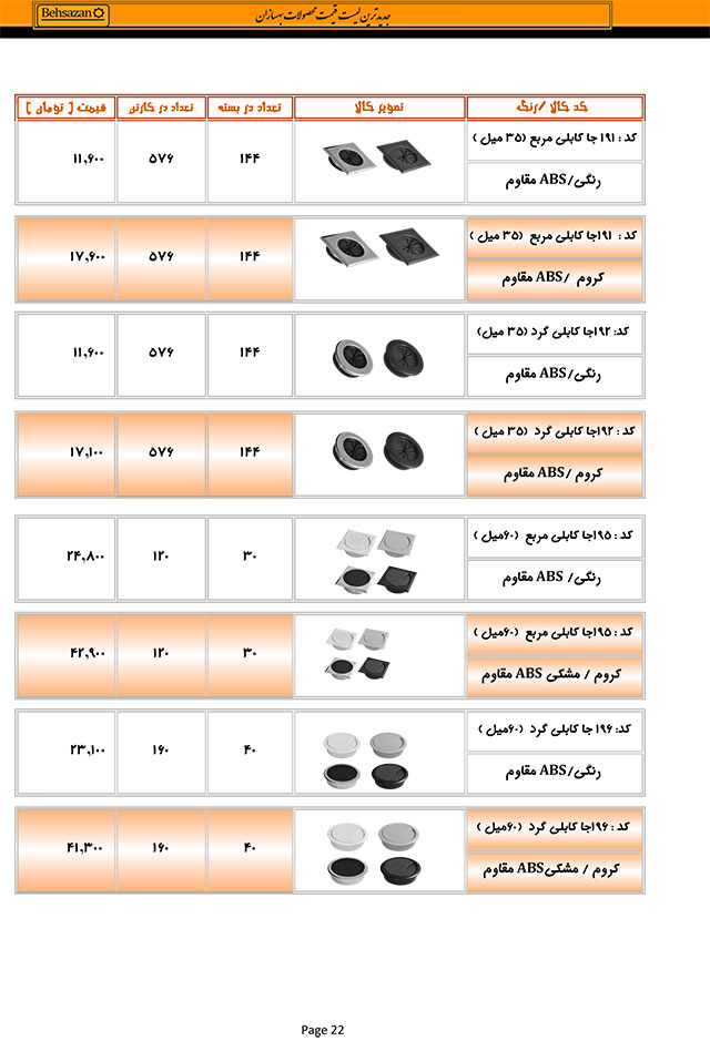 لیست قیمت بهسازان صفحه 22